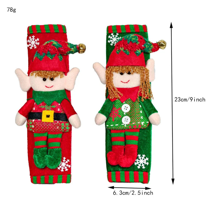 1 Pair Xmas Refrigerator Door Handle Cover Christmas Elf Design Fridge Handle Decorative Gift Cover - 6