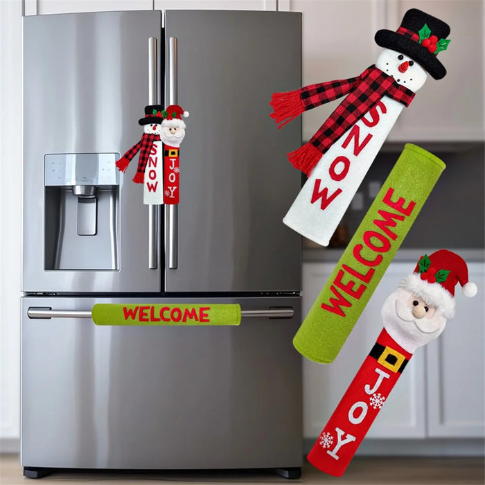 3Pcs / Set Cute Santa Snowman Soft Plush Christmas Gift Refrigerator Door Handle Covers - 6