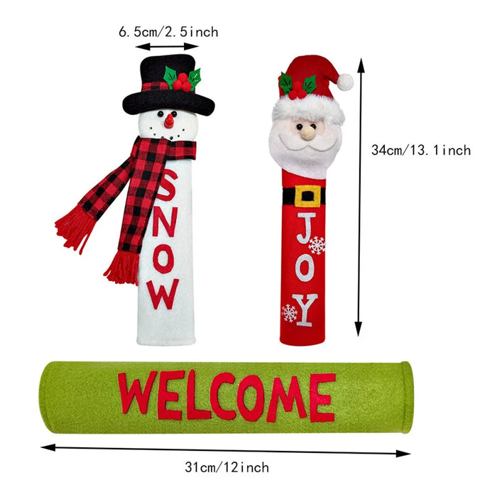 3Pcs / Set Cute Santa Snowman Soft Plush Christmas Gift Refrigerator Door Handle Covers - 7