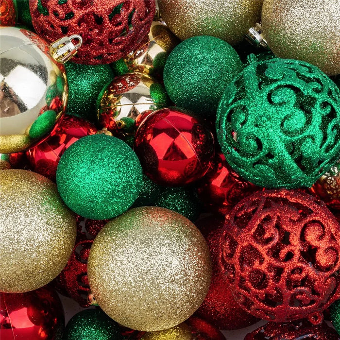 100Pcs / Set 3-6cm Christmas Balls Xmas Tree Hanging Ornament Party Decoration - Gold+Red+Blackish Green - 3