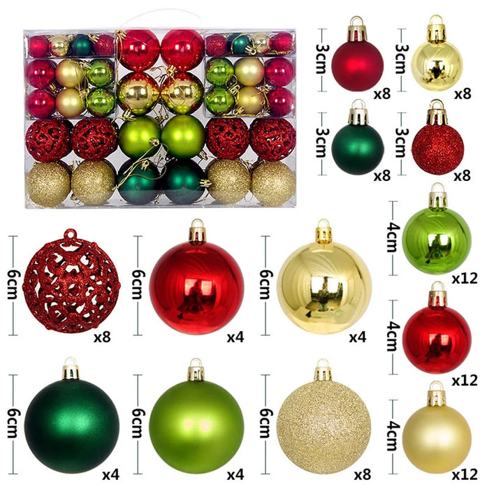 100Pcs / Set 3-6cm Christmas Balls Xmas Tree Hanging Ornament Party Decoration - Gold+Red+Blackish Green - 5