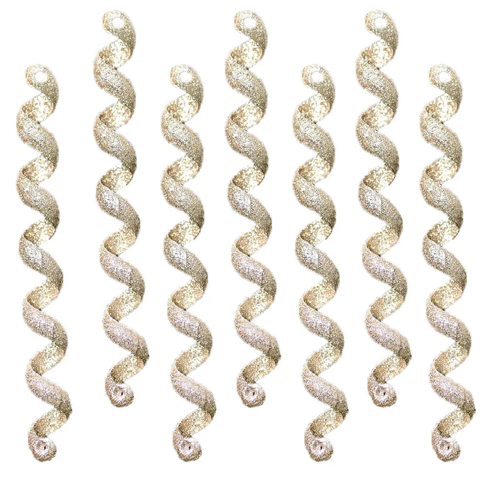 XM-DECO-0027 4Pcs / Set Christmas Bling Plastic Ornaments Gift Twisted Icicles Xmas Tree Hanging Pendants - Gold - 5