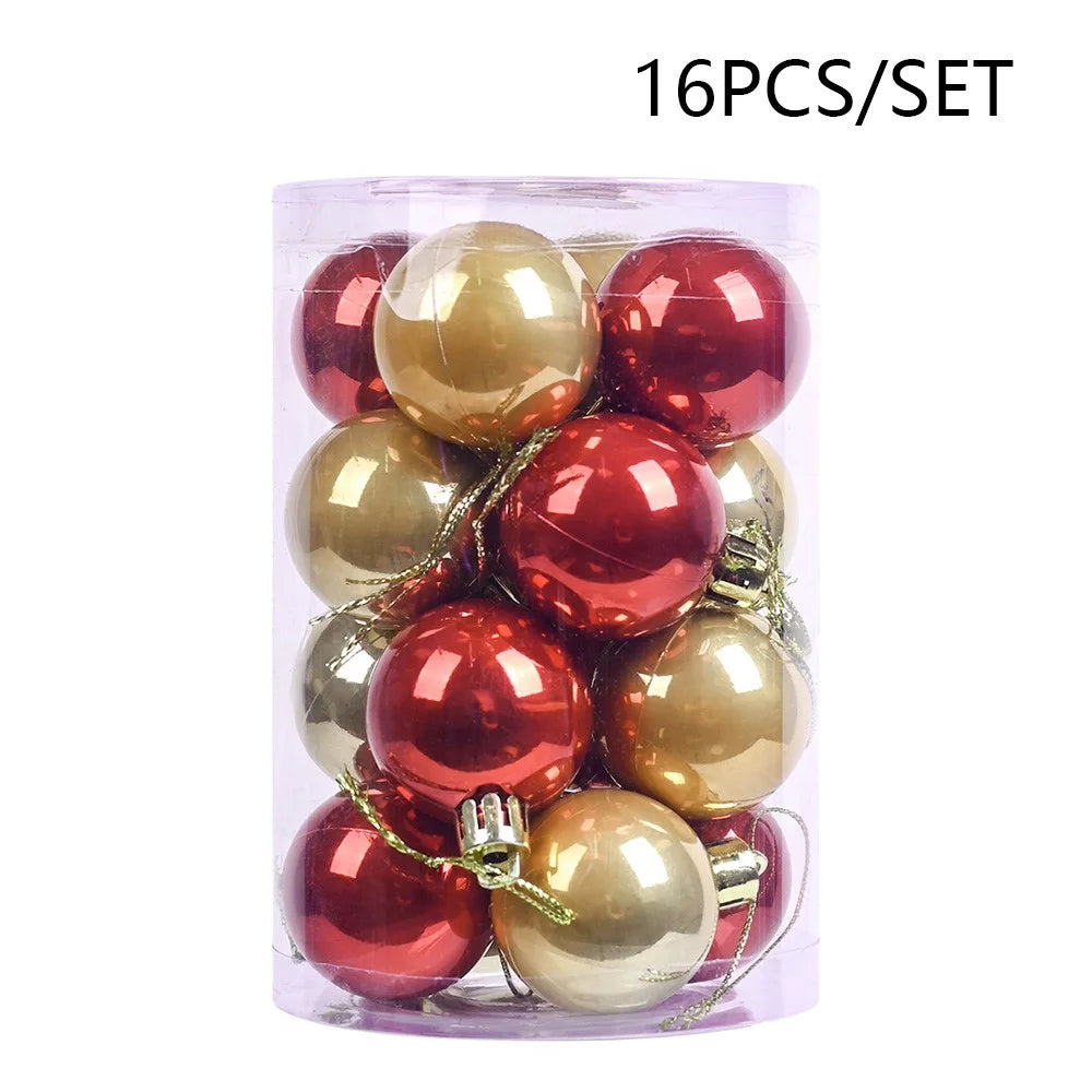 16Pcs / Set Christmas Balls 8cm ABS Ornaments Party Decoration Gifts Shatterproof Festival Hanging Pendants - Red - 1