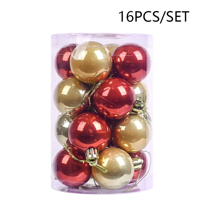 16Pcs / Set Christmas Balls 8cm ABS Ornaments Party Decoration Gifts Shatterproof Festival Hanging Pendants - Red - 1