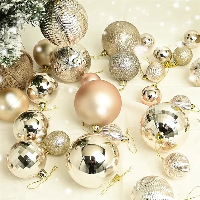 36Pcs 4 / 6 / 8cm Mixed Size Plastic Christmas Ball Ornaments Xmas Party Hanging Decoration Gift - Gold - 3