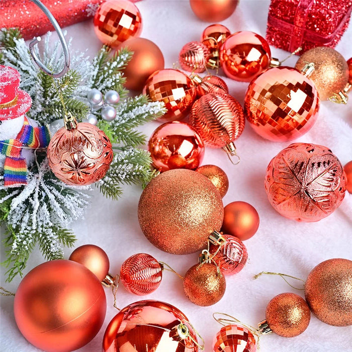 36Pcs 4 / 6 / 8cm Mixed Size Plastic Christmas Ball Ornaments Xmas Party Hanging Decoration Gift - Gold - 4