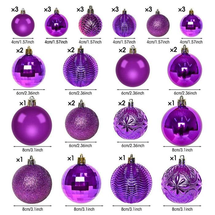 36Pcs 4 / 6 / 8cm Mixed Size Plastic Christmas Ball Ornaments Xmas Party Hanging Decoration Gift - Gold - 7