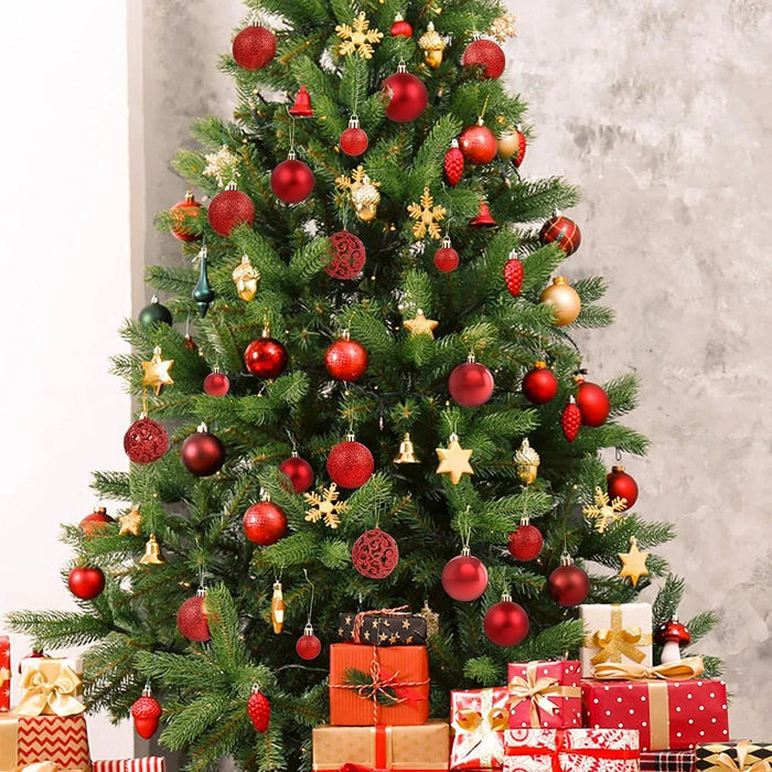 101Pcs / Set 3-6cm Plastic Balls Star Christmas Tree Ornament Xmas Party Hanging Decoration - Gold+Red+Blackish Green - 3