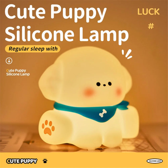 Cute Puppy Eye Protection Night Light Warm Light Tap Dimmable Table Lamp - 2