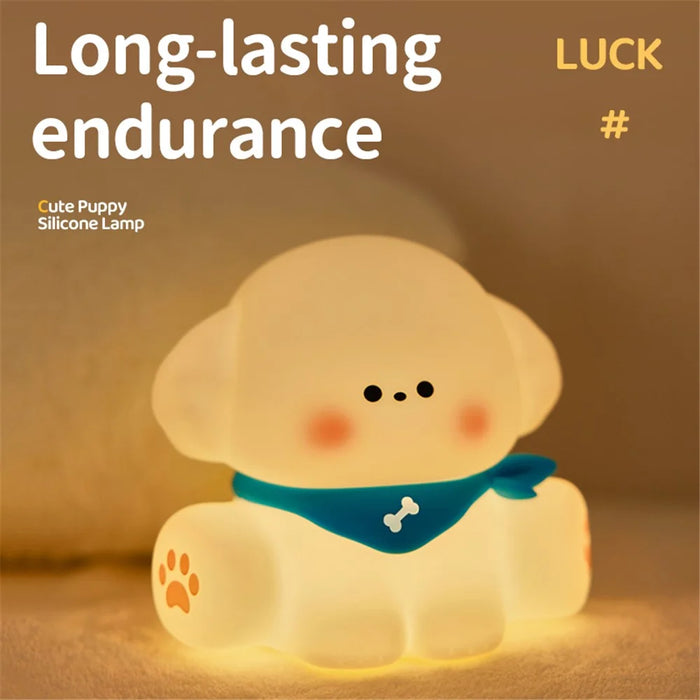 Cute Puppy Eye Protection Night Light Warm Light Tap Dimmable Table Lamp - 6