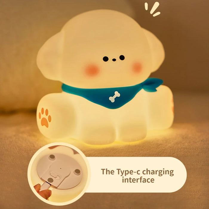 Cute Puppy Eye Protection Night Light Warm Light Tap Dimmable Table Lamp - 7