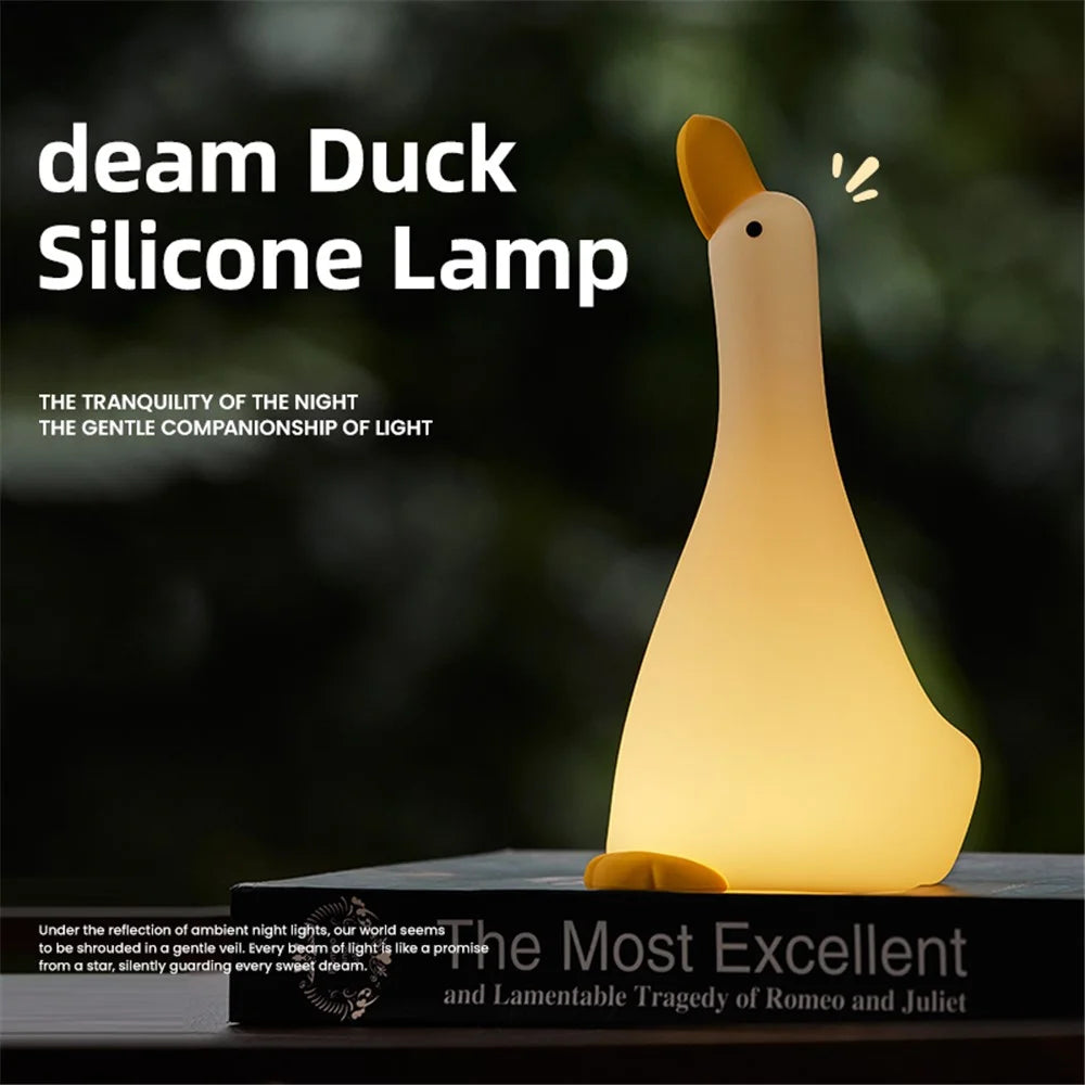 Looking-Up Duck Night Light Warm Light Eye Protection Tap Dimmable Table Lamp with Timer - 2