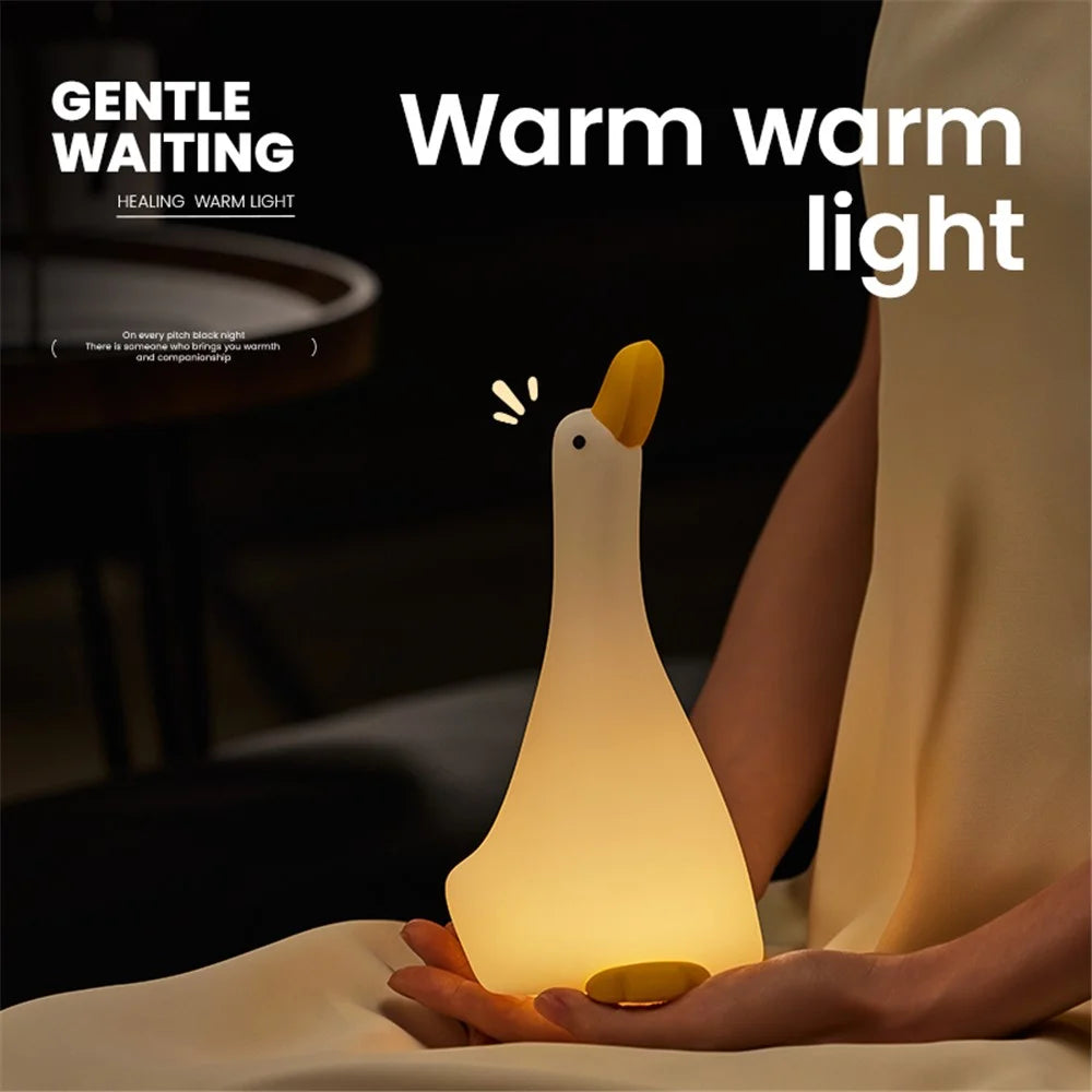 Looking-Up Duck Night Light Warm Light Eye Protection Tap Dimmable Table Lamp with Timer - 3