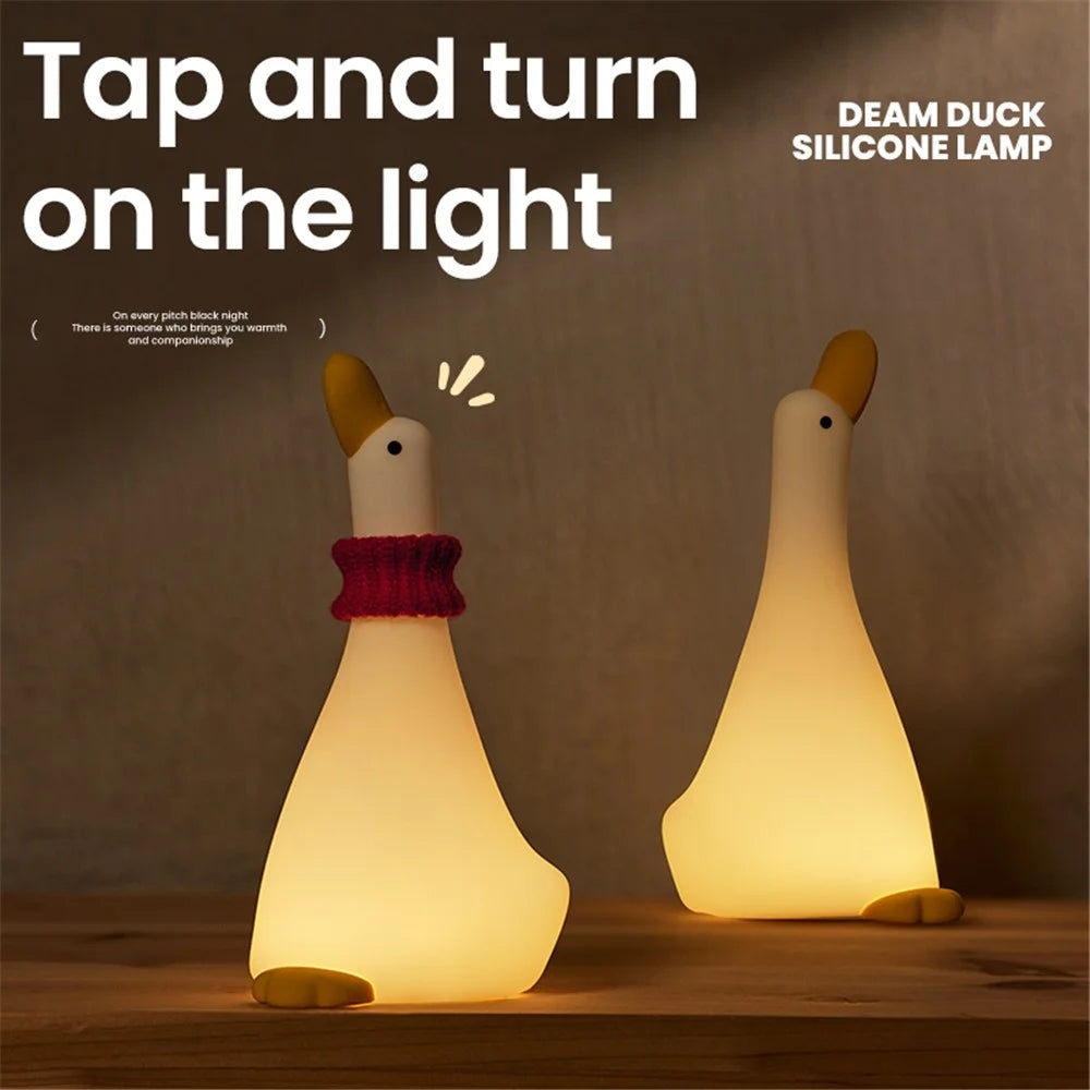 Looking-Up Duck Night Light Warm Light Eye Protection Tap Dimmable Table Lamp with Timer - 4