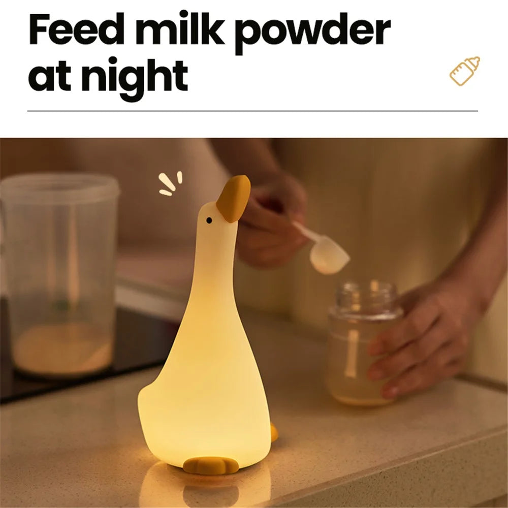 Looking-Up Duck Night Light Warm Light Eye Protection Tap Dimmable Table Lamp with Timer - 5