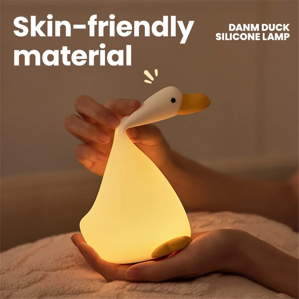 Looking-Up Duck Night Light Warm Light Eye Protection Tap Dimmable Table Lamp with Timer - 7