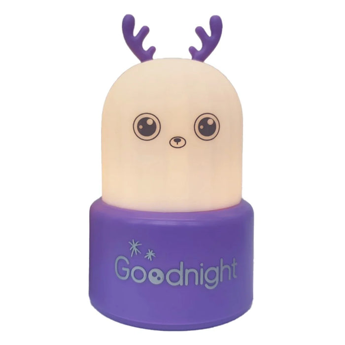 Cute Deer Night Light for Kids Room Tap Control ABS+Silicone Bedside Lamp - Purple - 1