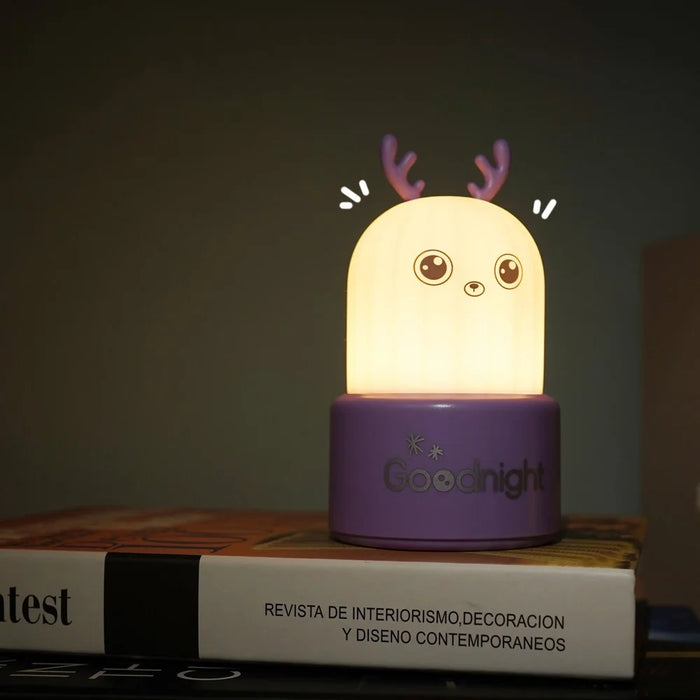 Cute Deer Night Light for Kids Room Tap Control ABS+Silicone Bedside Lamp - Purple - 4