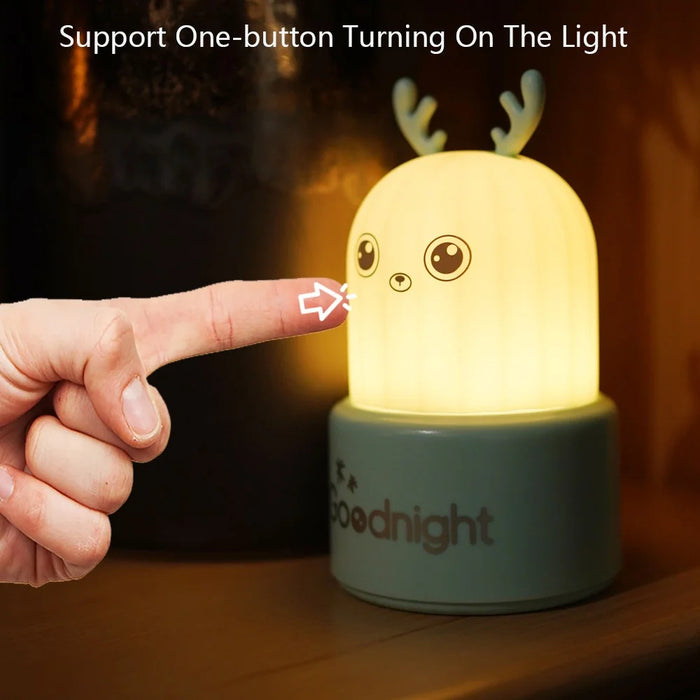 Cute Deer Night Light for Kids Room Tap Control ABS+Silicone Bedside Lamp - Purple - 6