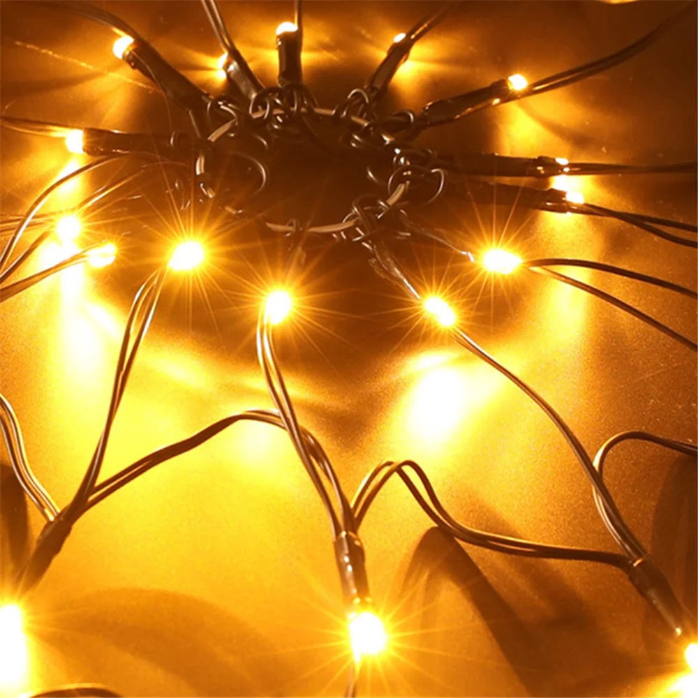 70LED Halloween Spider Web Light Gift with Battery Box 8 Modes Party Atmosphere Lamp, without Spider - Warm White - 7