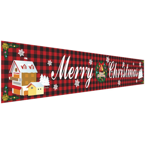 296x48cm Merry Christmas Banner 100D Polyester Large Hanging Sign Xmas Party Decoration Gift - Style A - 1