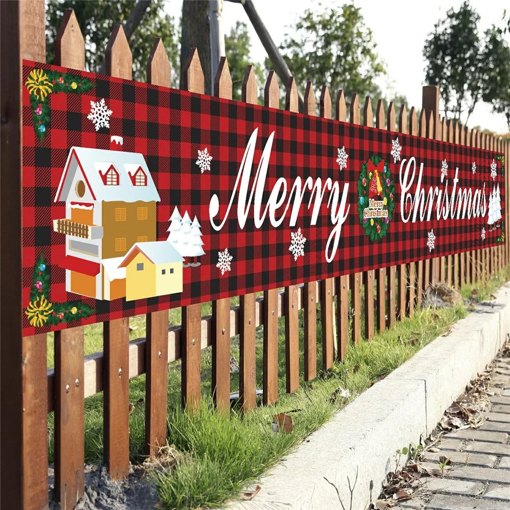 296x48cm Merry Christmas Banner 100D Polyester Large Hanging Sign Xmas Party Decoration Gift - Style A - 3