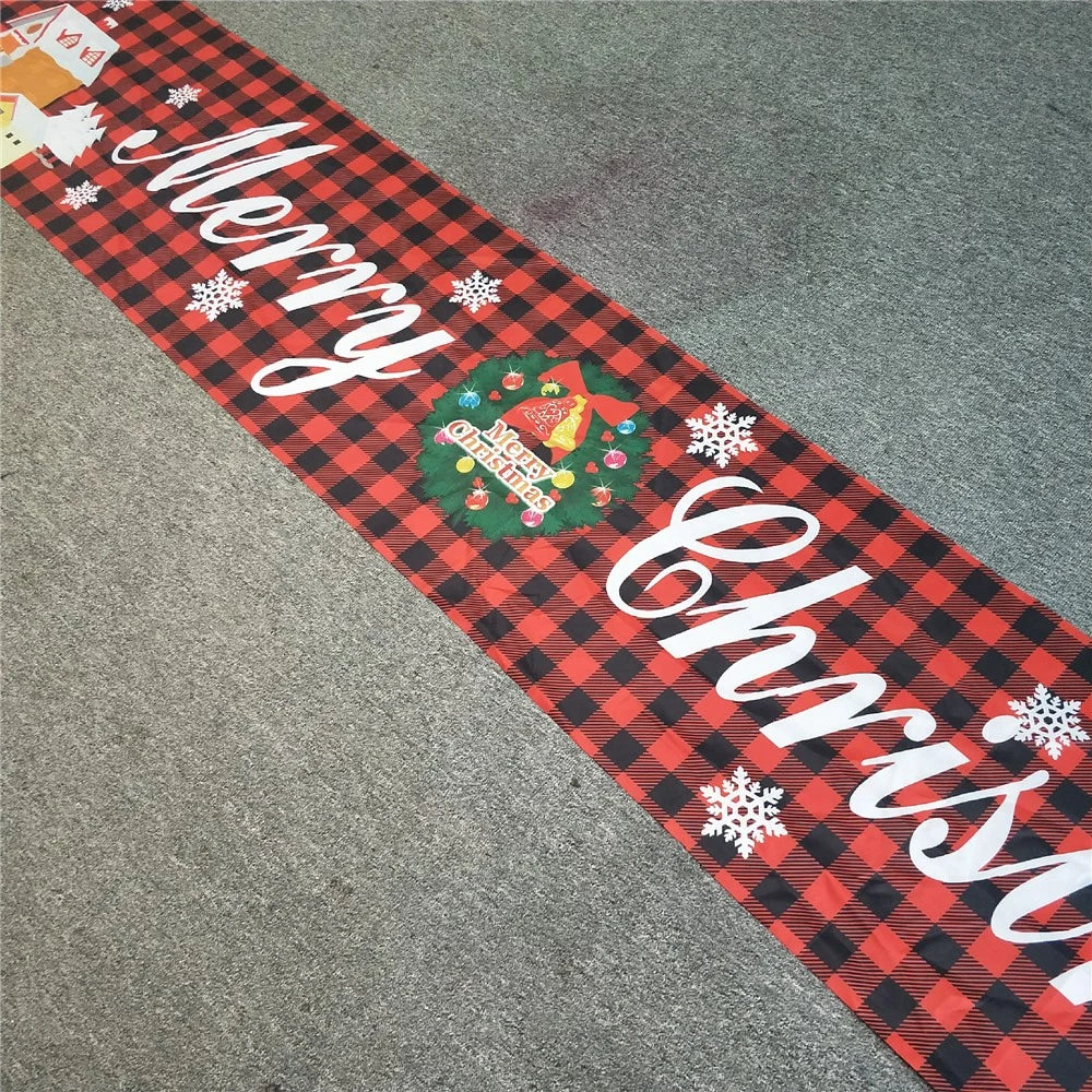 296x48cm Merry Christmas Banner 100D Polyester Large Hanging Sign Xmas Party Decoration Gift - Style A - 7