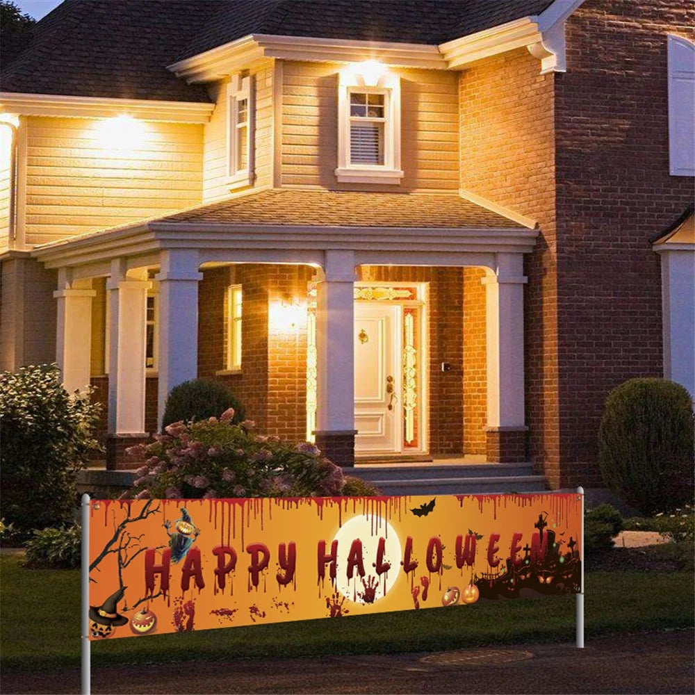 250x48cm Happy Halloween Banner Hanging Sign 100D Polyester Xmas Party Decoration Gift - WSHF-002 - 2