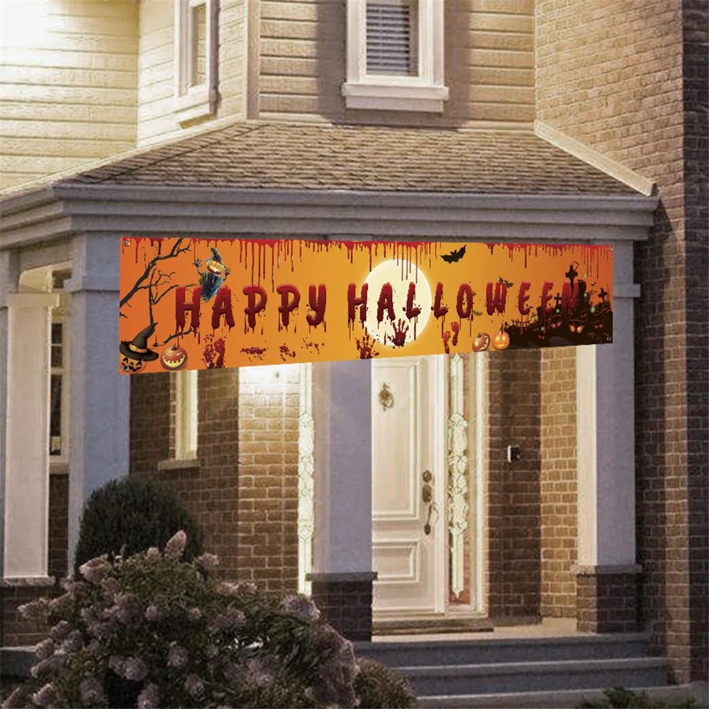 250x48cm Happy Halloween Banner Hanging Sign 100D Polyester Xmas Party Decoration Gift - WSHF-002 - 3