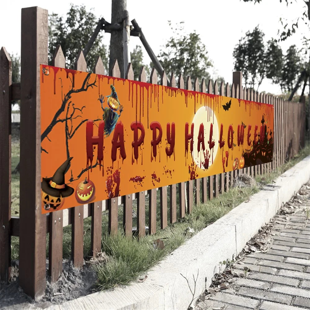 250x48cm Happy Halloween Banner Hanging Sign 100D Polyester Xmas Party Decoration Gift - WSHF-002 - 4