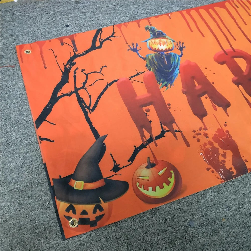 250x48cm Happy Halloween Banner Hanging Sign 100D Polyester Xmas Party Decoration Gift - WSHF-002 - 6