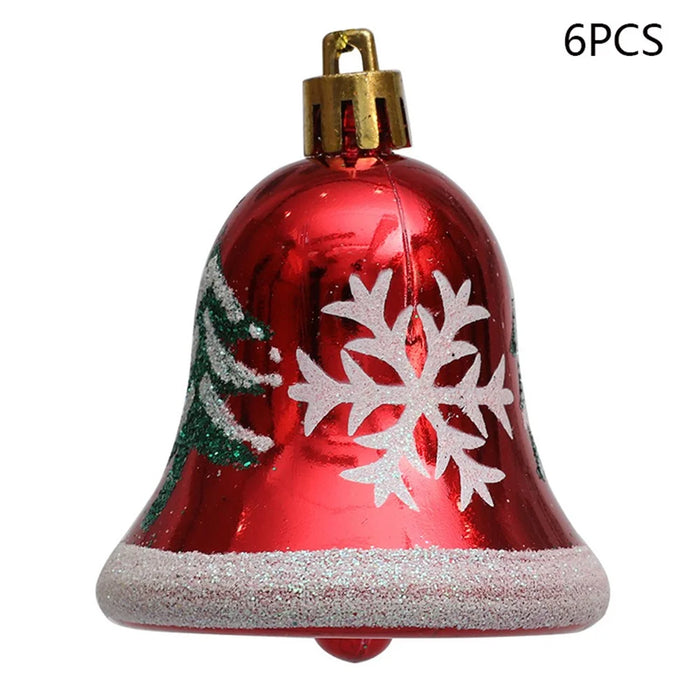6Pcs 6cm Bell Design Christmas Decoration Beautiful Bell Christmas Tree Hanging Ornament - Red - 1