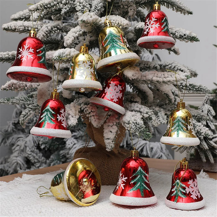 6Pcs 6cm Bell Design Christmas Decoration Beautiful Bell Christmas Tree Hanging Ornament - Red - 2