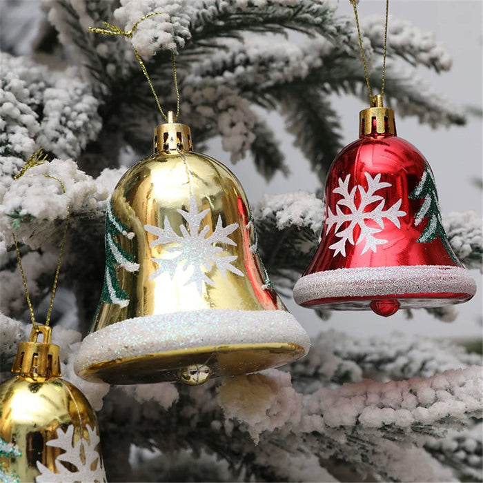 6Pcs 6cm Bell Design Christmas Decoration Beautiful Bell Christmas Tree Hanging Ornament - Red - 4