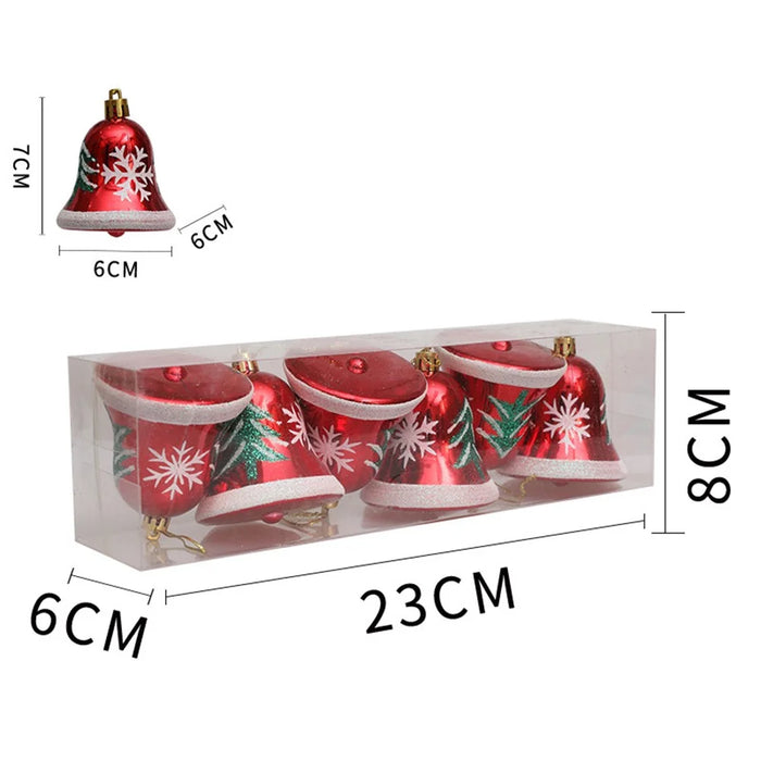 6Pcs 6cm Bell Design Christmas Decoration Beautiful Bell Christmas Tree Hanging Ornament - Red - 5