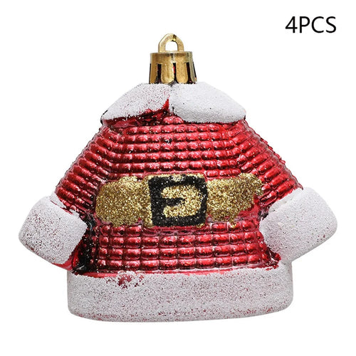 4Pcs Lovely Christmas Hanging Decoration Christmas Tree Plastic Hanging Ornament - Clothes - 1