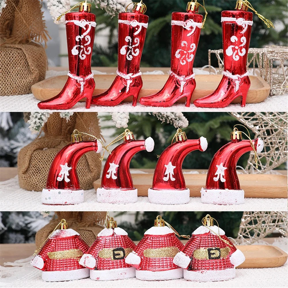 4Pcs Lovely Christmas Hanging Decoration Christmas Tree Plastic Hanging Ornament - Clothes - 3