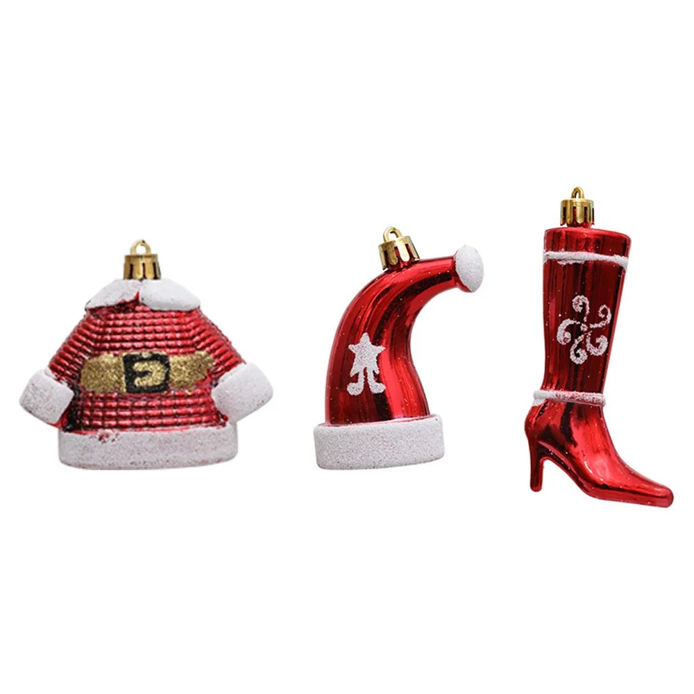 4Pcs Lovely Christmas Hanging Decoration Christmas Tree Plastic Hanging Ornament - Clothes - 4