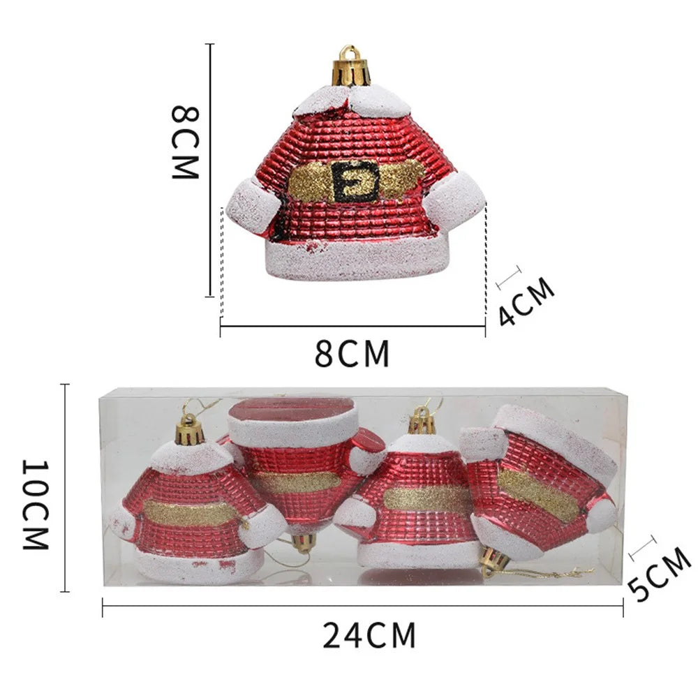 4Pcs Lovely Christmas Hanging Decoration Christmas Tree Plastic Hanging Ornament - Clothes - 5