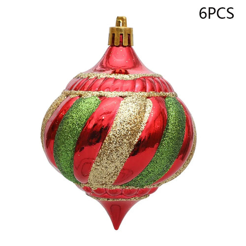 6Pcs Christmas Decoration Onion Shape Ball Christmas Tree Hanging Spiral Cone Ball Ornament - 1