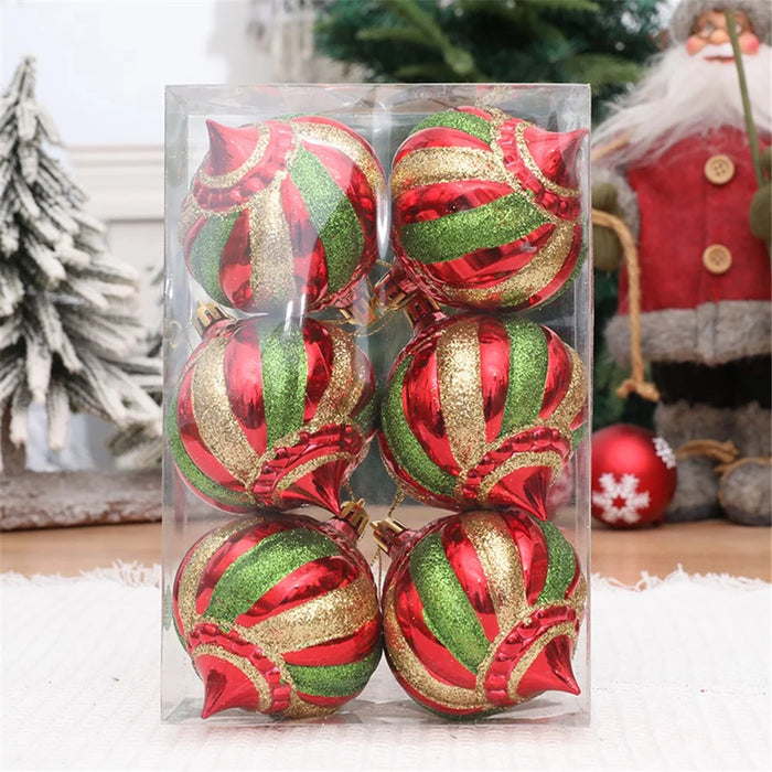 6Pcs Christmas Decoration Onion Shape Ball Christmas Tree Hanging Spiral Cone Ball Ornament - 4