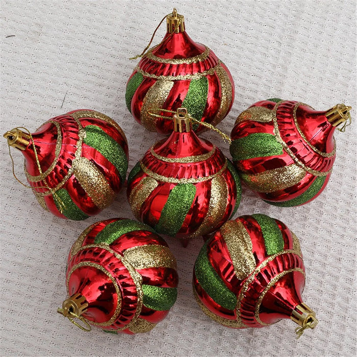 6Pcs Christmas Decoration Onion Shape Ball Christmas Tree Hanging Spiral Cone Ball Ornament - 5