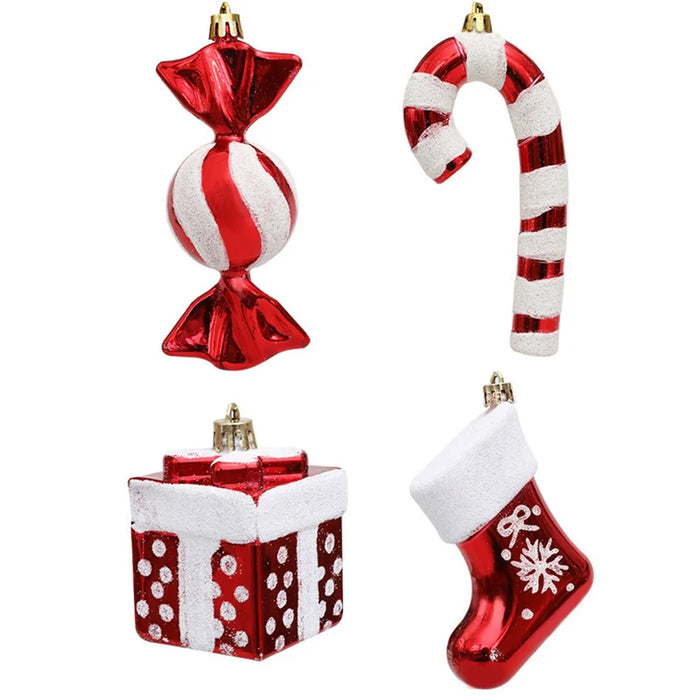 4Pcs / Set Christmas Tree Decoration Gift Candy Boot Candy Cane Xmas Hanging Ornament - 1