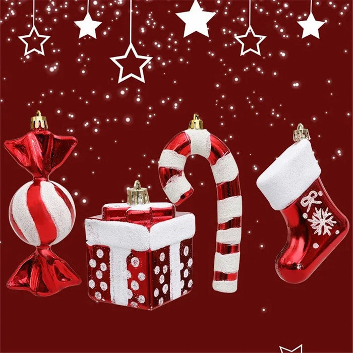 4Pcs / Set Christmas Tree Decoration Gift Candy Boot Candy Cane Xmas Hanging Ornament - 2