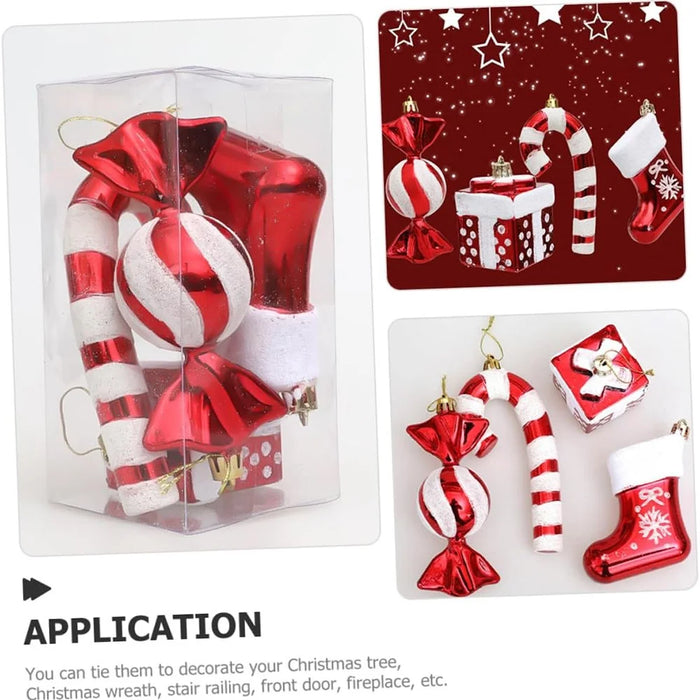 4Pcs / Set Christmas Tree Decoration Gift Candy Boot Candy Cane Xmas Hanging Ornament - 4