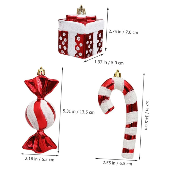 4Pcs / Set Christmas Tree Decoration Gift Candy Boot Candy Cane Xmas Hanging Ornament - 7