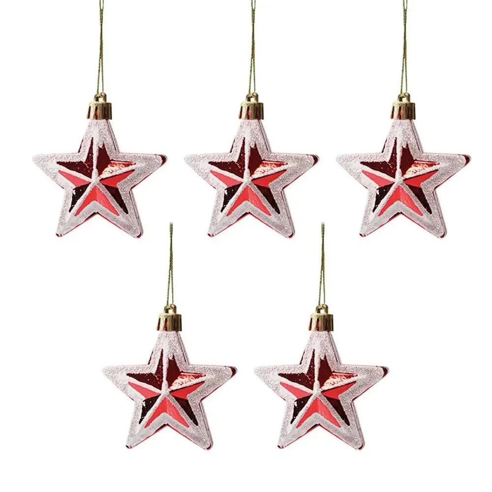 Christmas Tree Polygonal Star Decoration Star Shape Xmas Hanging Ornament - 5-pointed Star / 5Pcs - 1