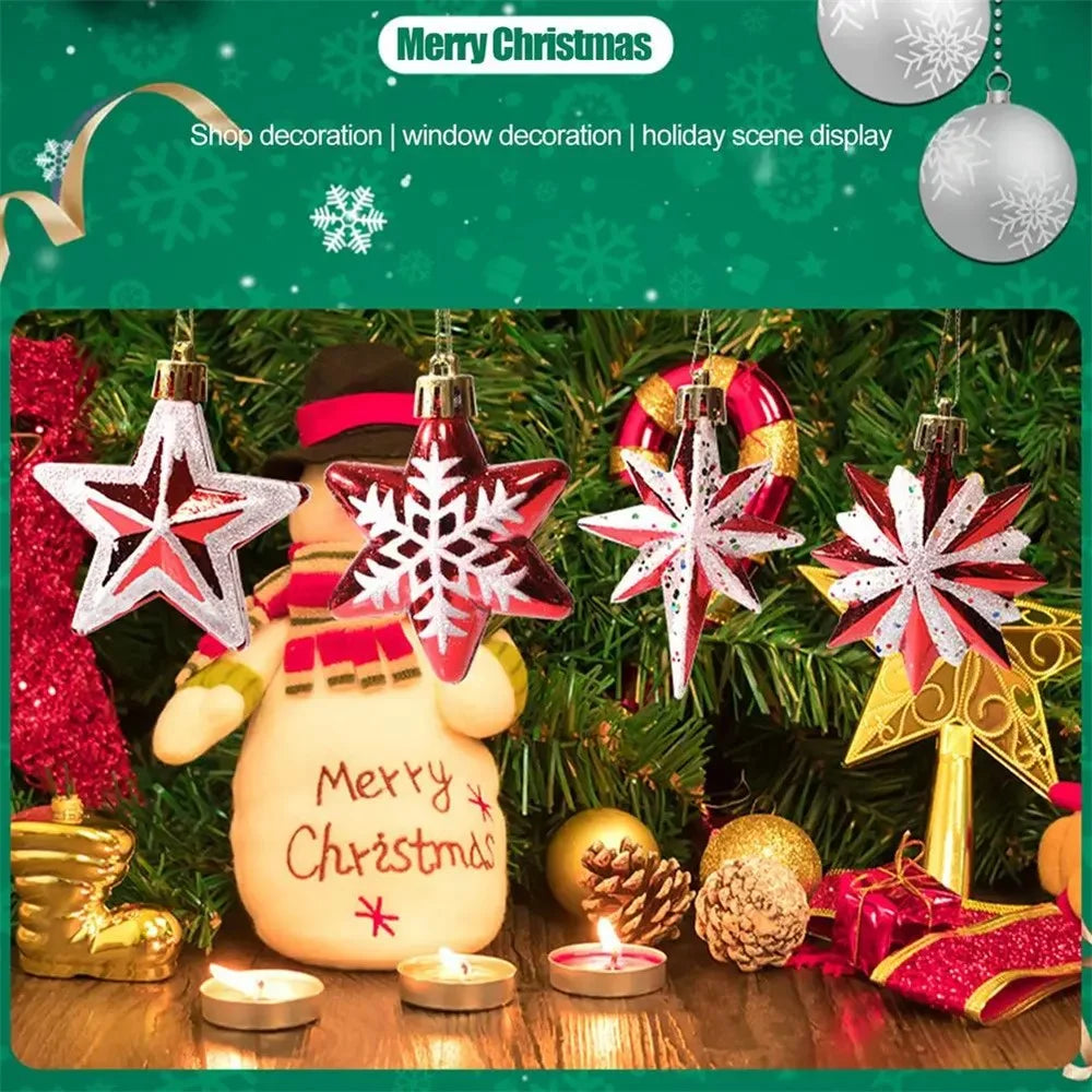 Christmas Tree Polygonal Star Decoration Star Shape Xmas Hanging Ornament - 5-pointed Star / 5Pcs - 2