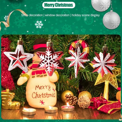 Christmas Tree Polygonal Star Decoration Star Shape Xmas Hanging Ornament - 5-pointed Star / 5Pcs - 2