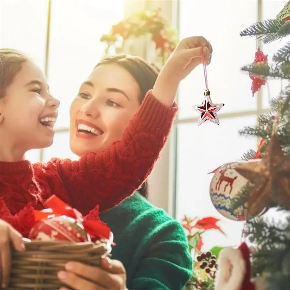 Christmas Tree Polygonal Star Decoration Star Shape Xmas Hanging Ornament - 5-pointed Star / 5Pcs - 4